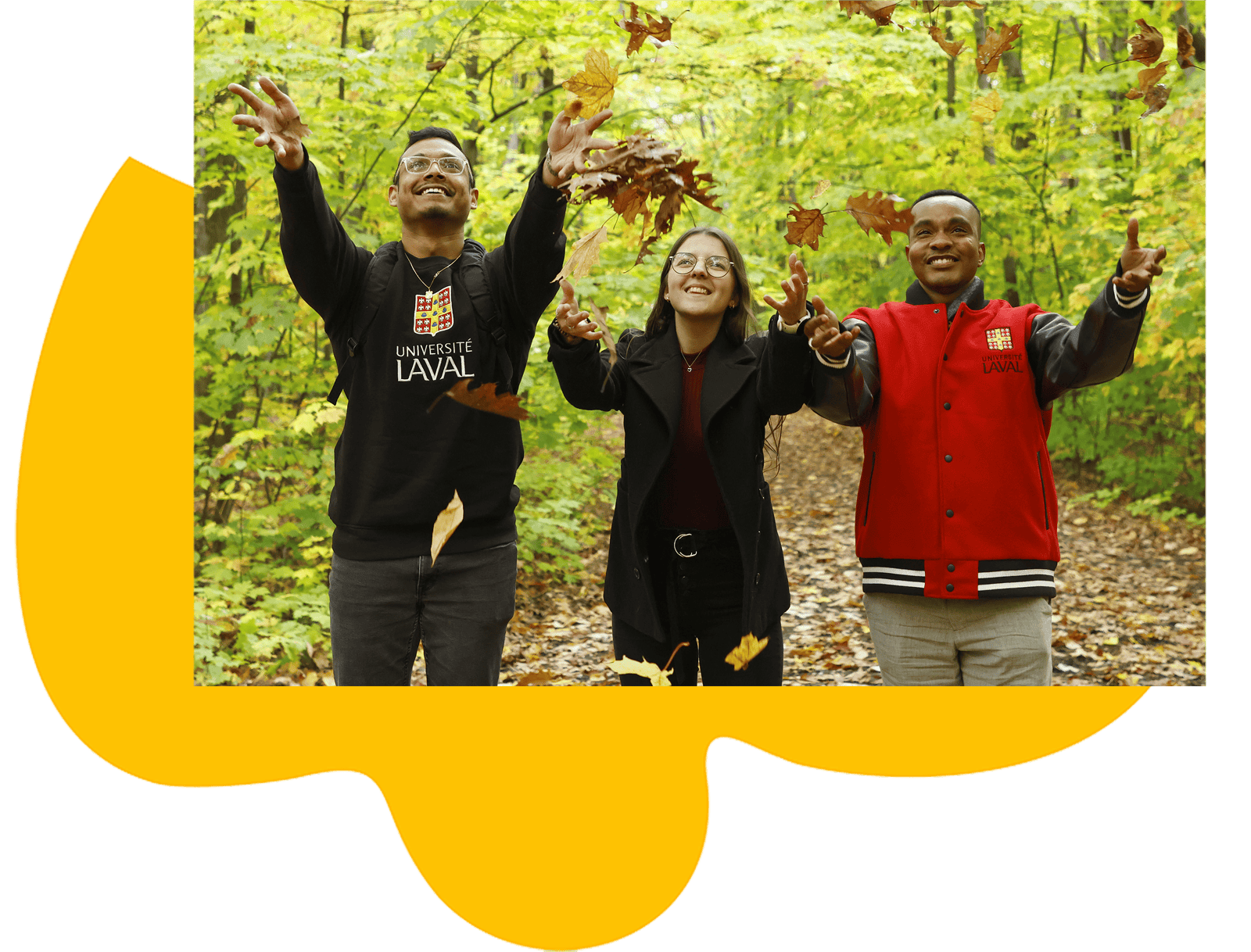 Des étudiants dans la forêt
